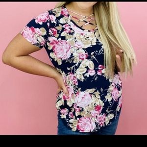Cross into floral top